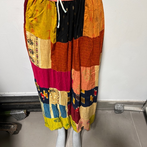 Boho Patchwork Skirt * Long Gypsy Hippie Tiered in 100% Silky Rayon * Maxi Full - Picture 3 of 6